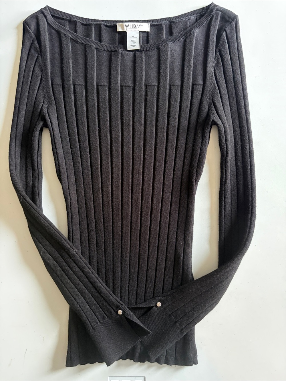 White House Black Market Black Ribbed Scoopneck Slim Sweater